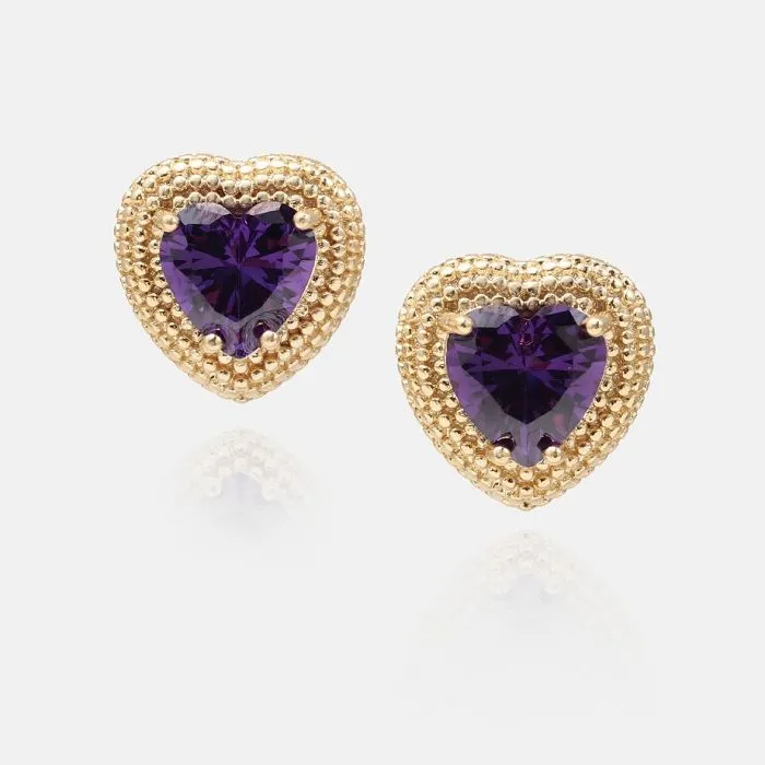 Anting Hati Zirkon Kubik Amethyst
