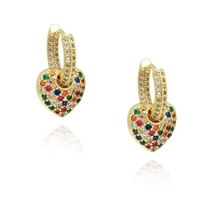 Anting Hati Menjuntai Zirkon Warna-warni