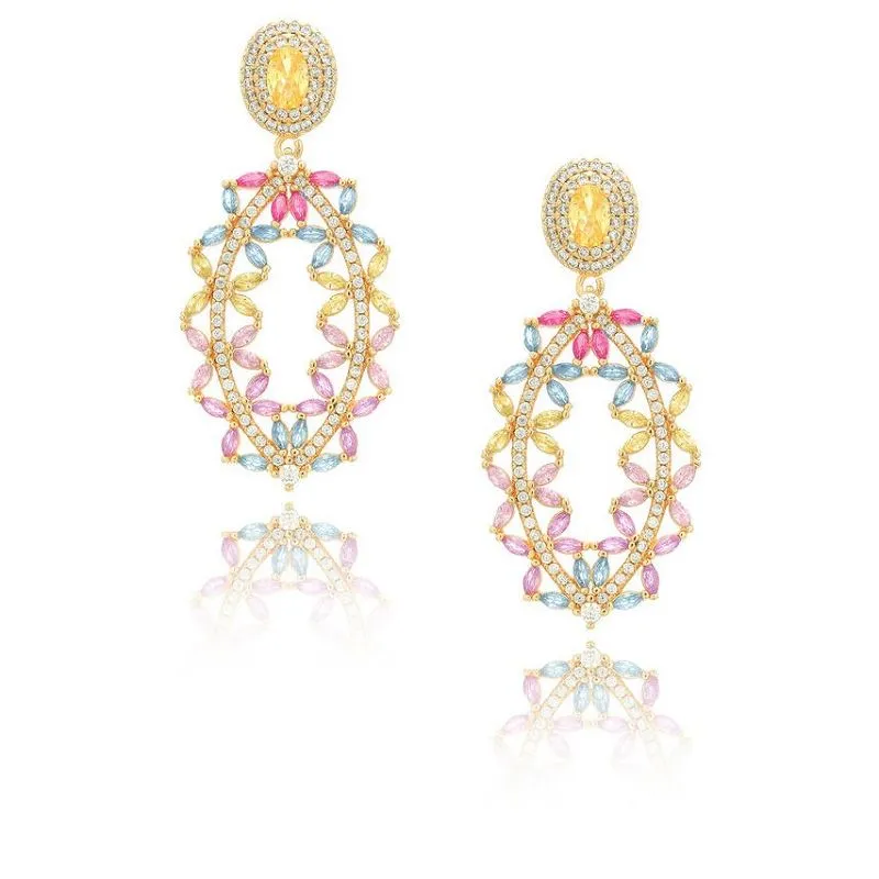 Fashion Campuran Zirkon Menjuntai Anting-Anting