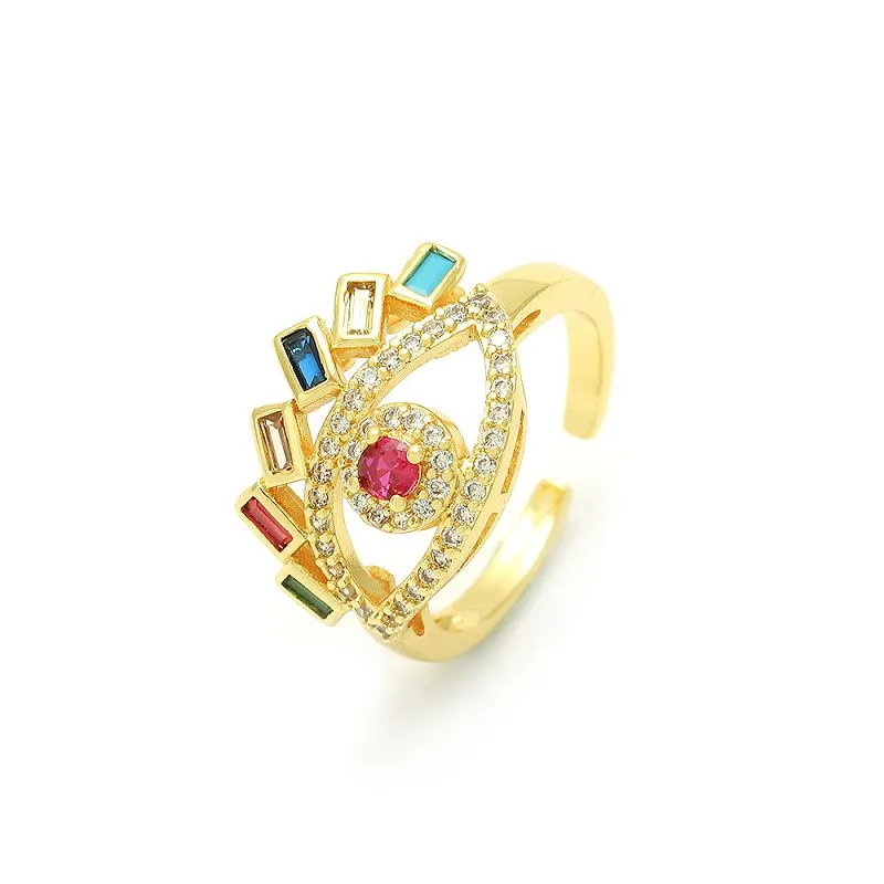 Cincin Mata Jahat Berlapis Emas Dapat Disesuaikan