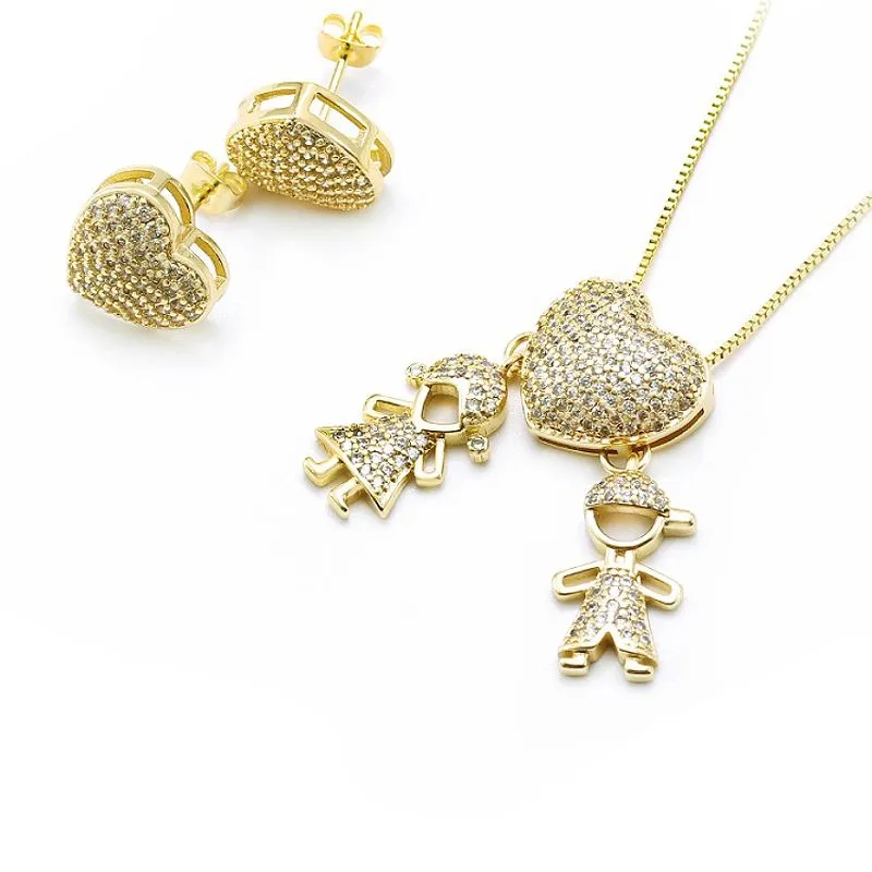 Set Perhiasan Hati Berlapis Emas