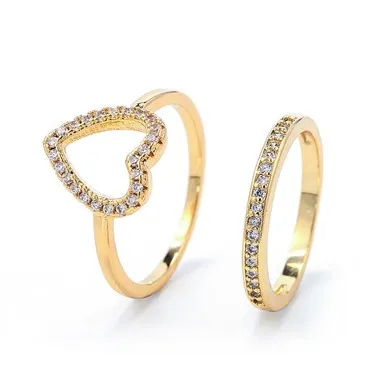 Set Cincin Cz Hati untuk Wanita