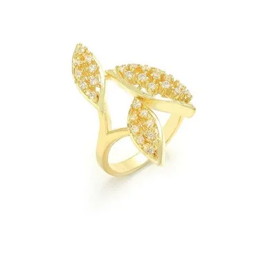 Cincin Jari Bentuk Daun Perak